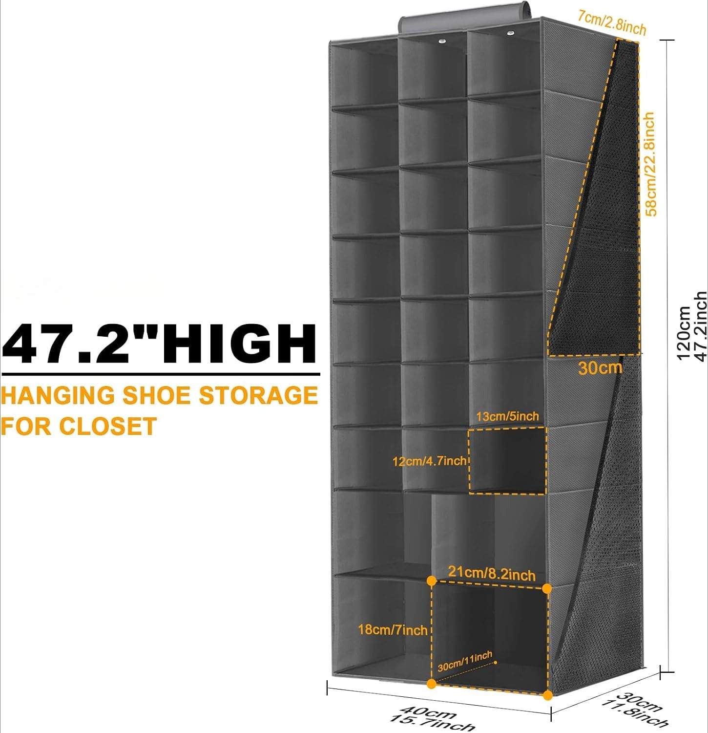 Gray Hanging Closet Shoe Storage Organizer