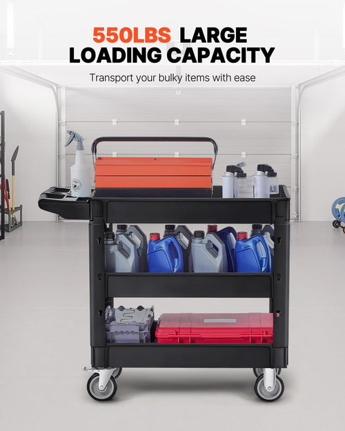 3‑Tier Heavy‑Duty Plastic Rolling Utility Cart