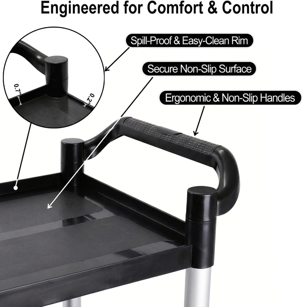 3‑Tier Heavy‑Duty Rolling Utility Service Cart