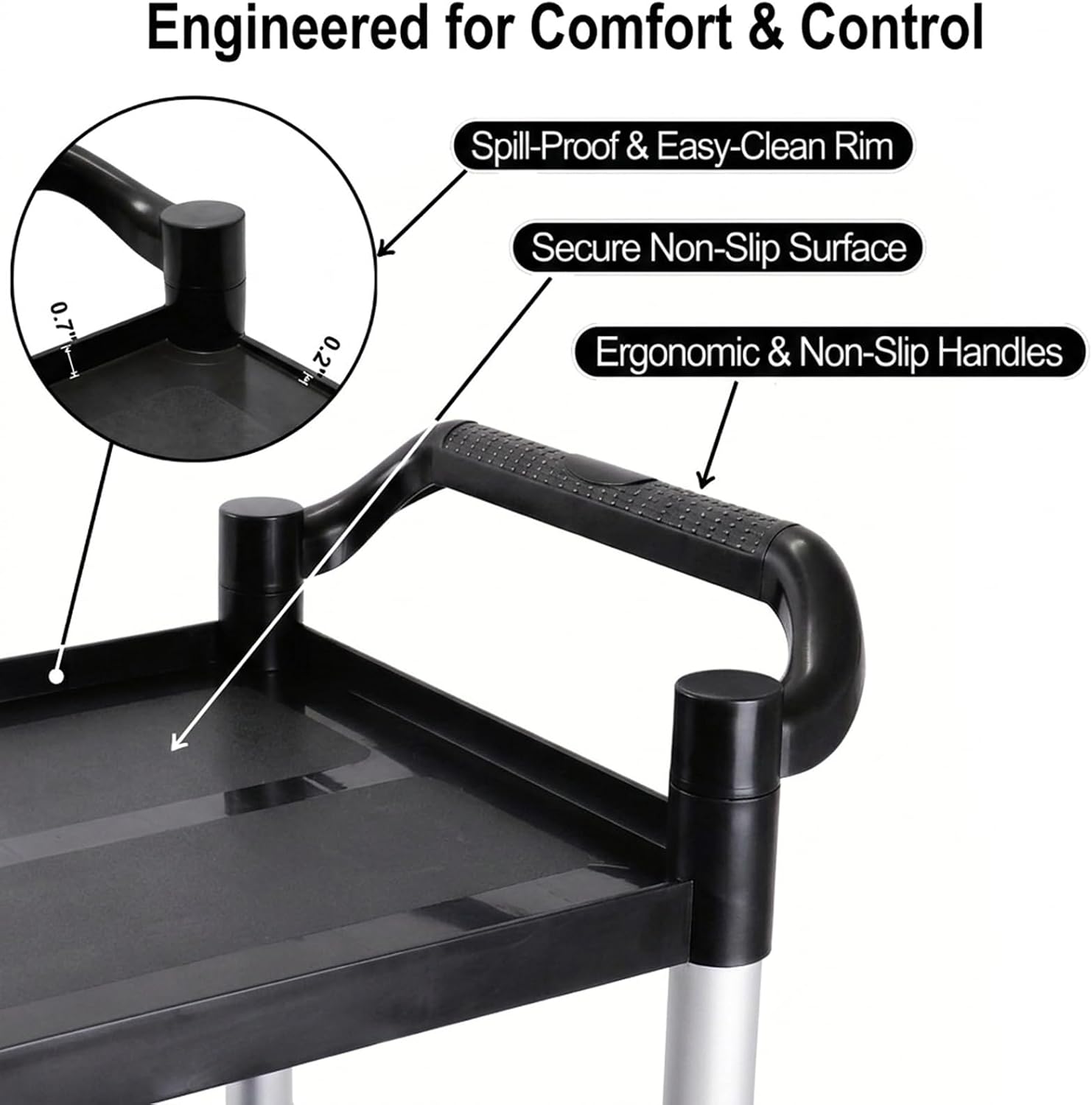 3‑Tier Heavy‑Duty Rolling Utility Service Cart