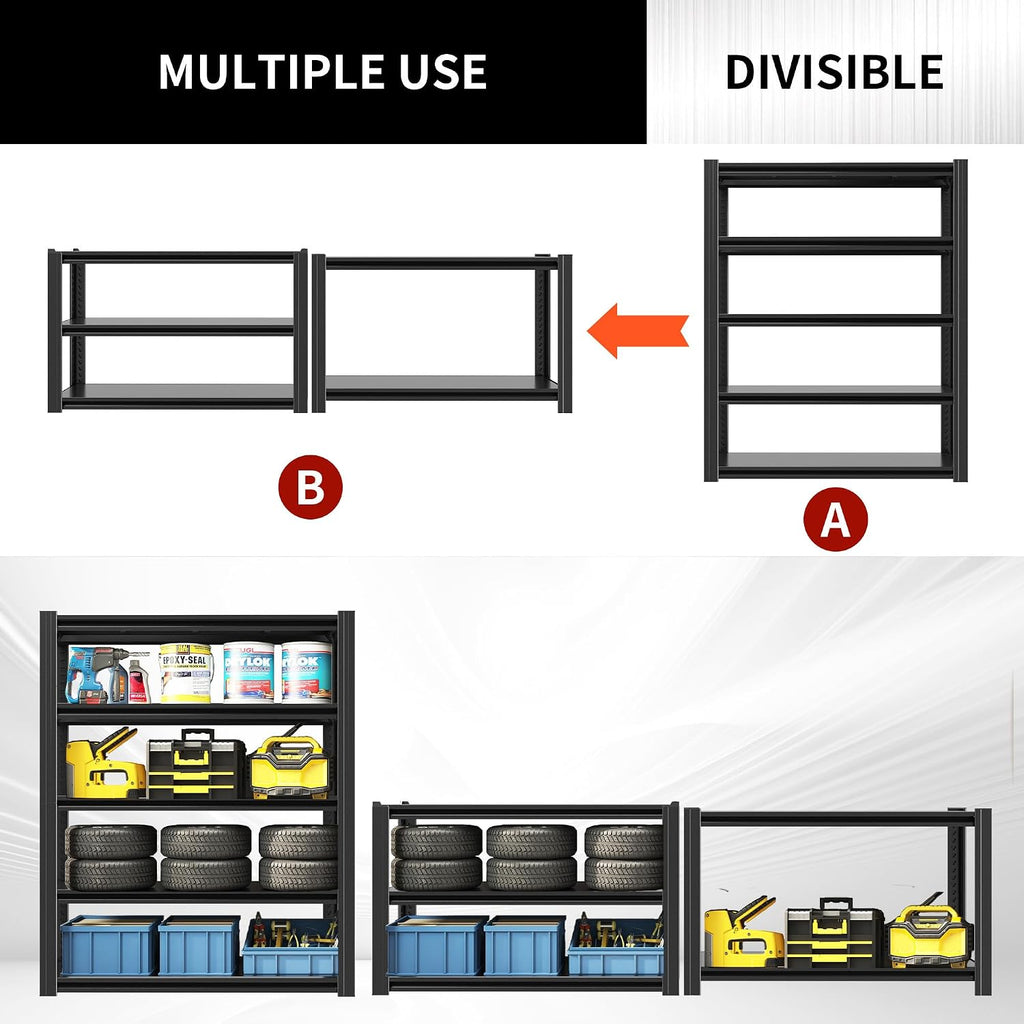 5‑Tier Adjustable Heavy‑Duty Metal Garage Storage Shelving
