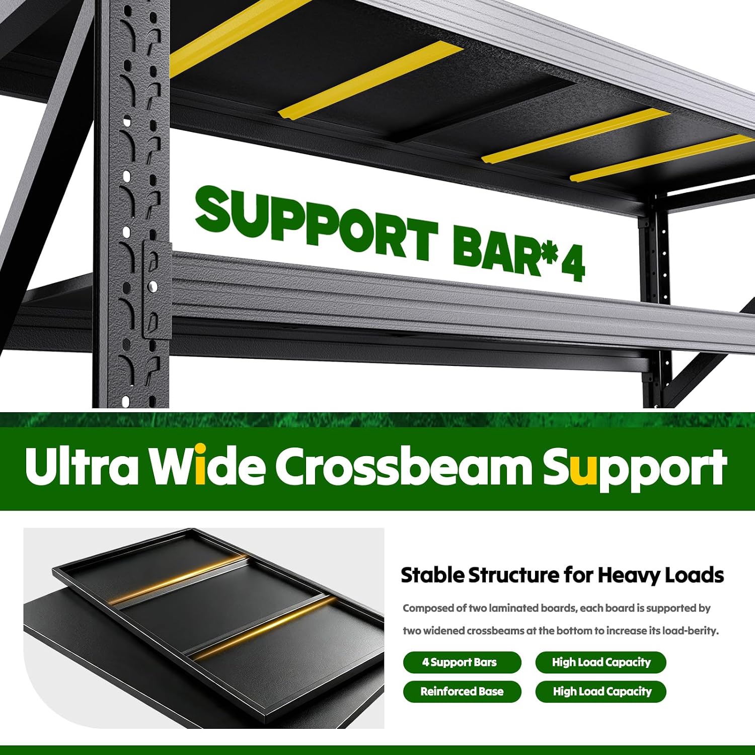 Black 4‑Tier Adjustable Metal Garage Storage Shelving Rack