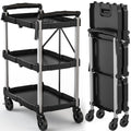 3‑Tier Foldable Rolling Utility Service Cart