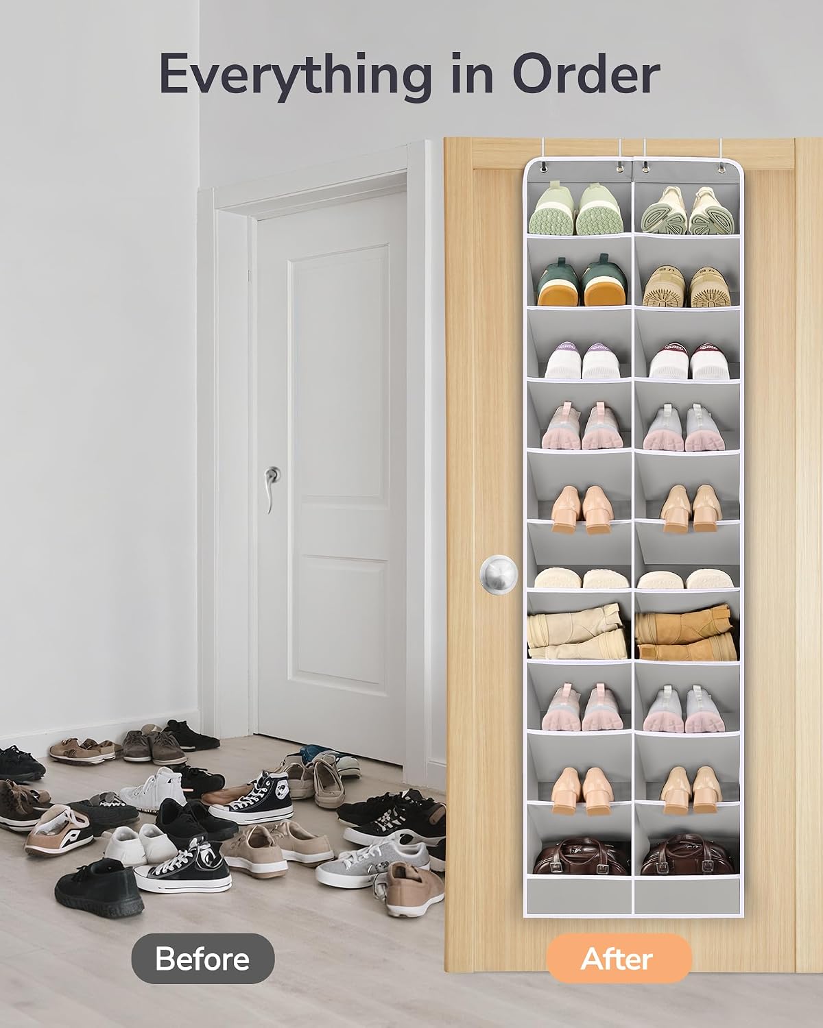 Black Over‑the‑Door Hanging Shoe Storage Organizer