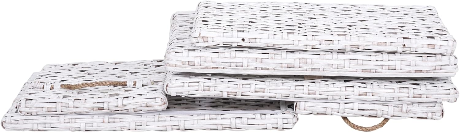 Distressed‑White Collapsible Wicker Storage Trunk