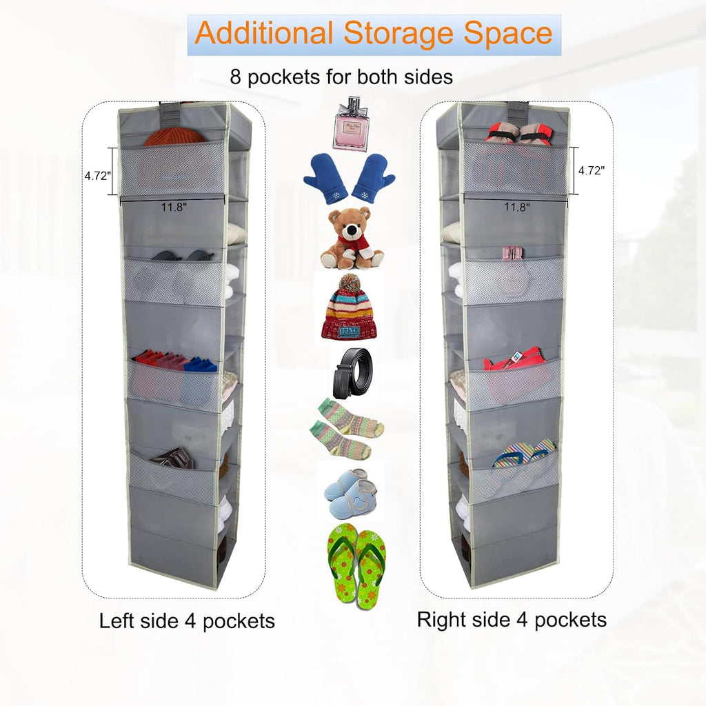 Grey Wide Hanging Closet Shoe Organizer