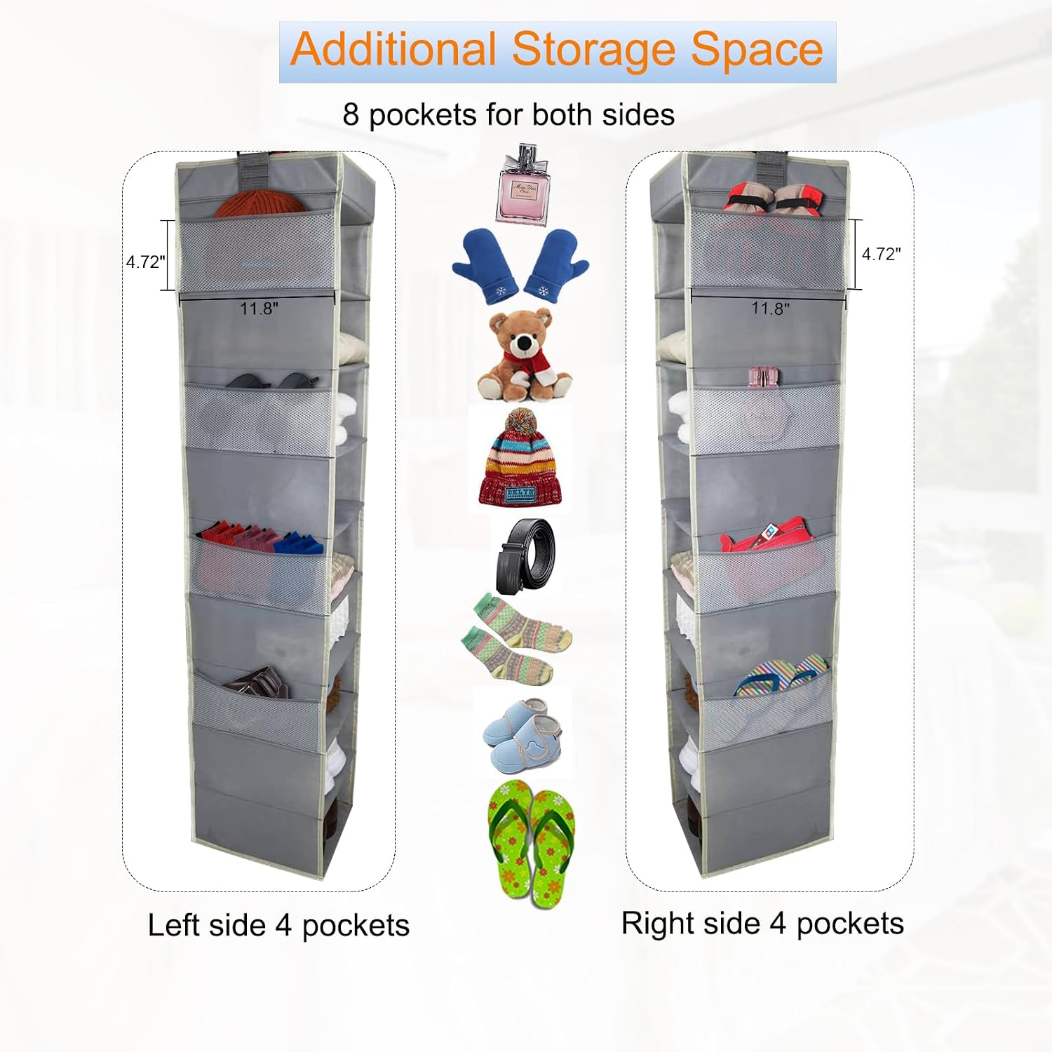 Grey Wide Hanging Closet Shoe Organizer