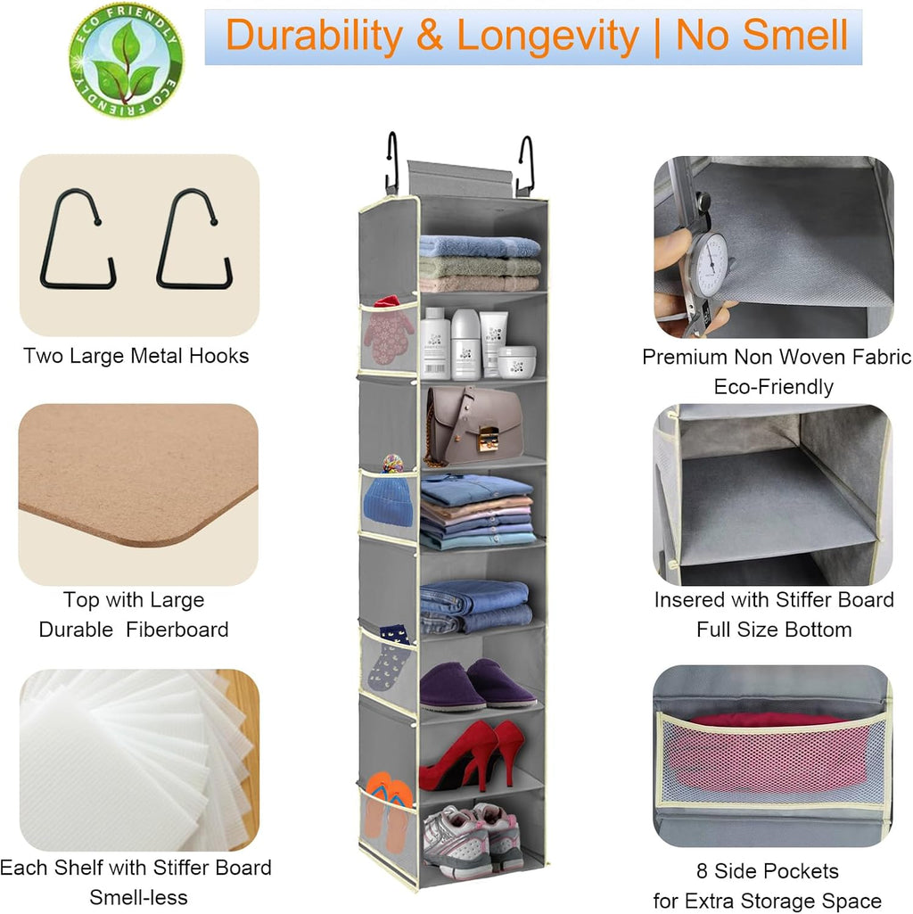Grey Wide Hanging Closet Shoe Organizer