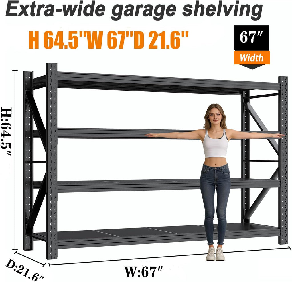 4‑Tier Heavy‑Duty Adjustable Metal Garage Storage Shelving