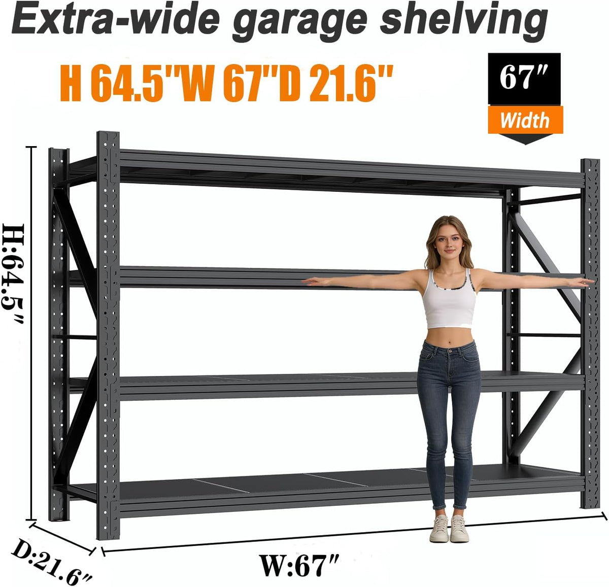 4‑Tier Heavy‑Duty Adjustable Metal Garage Storage Shelving