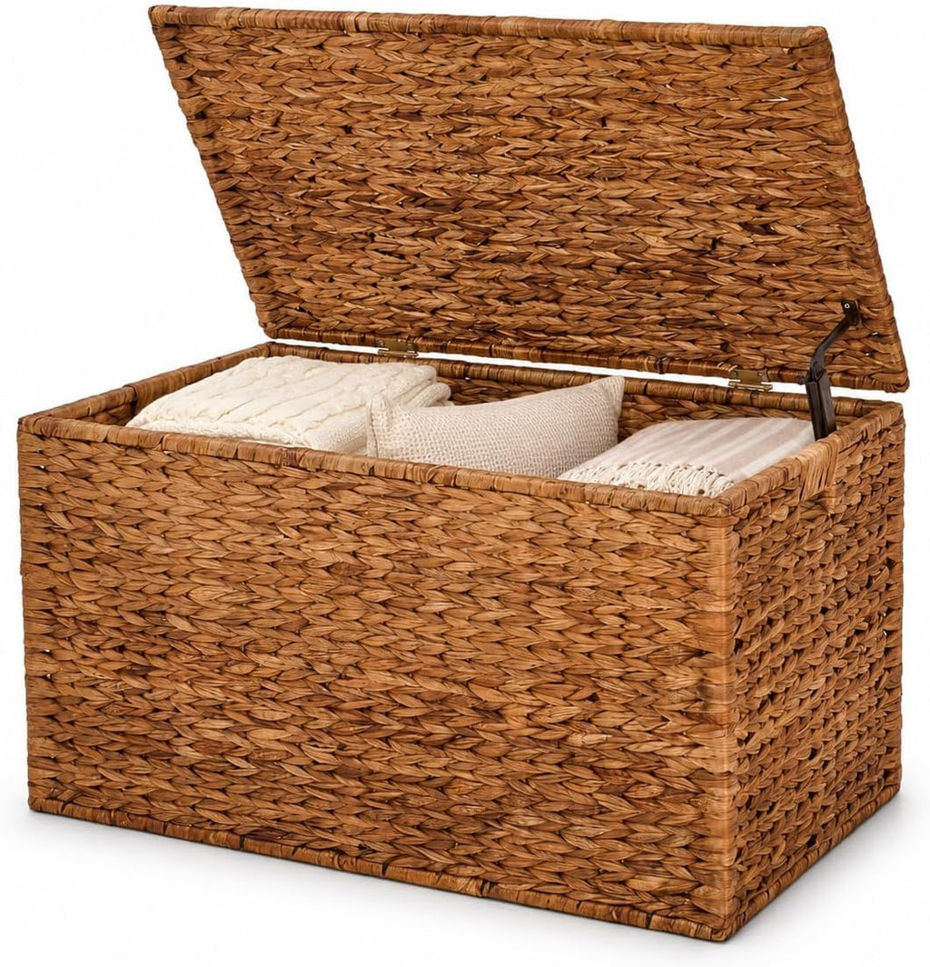 Brown Hand‑Woven Wicker Storage Trunk