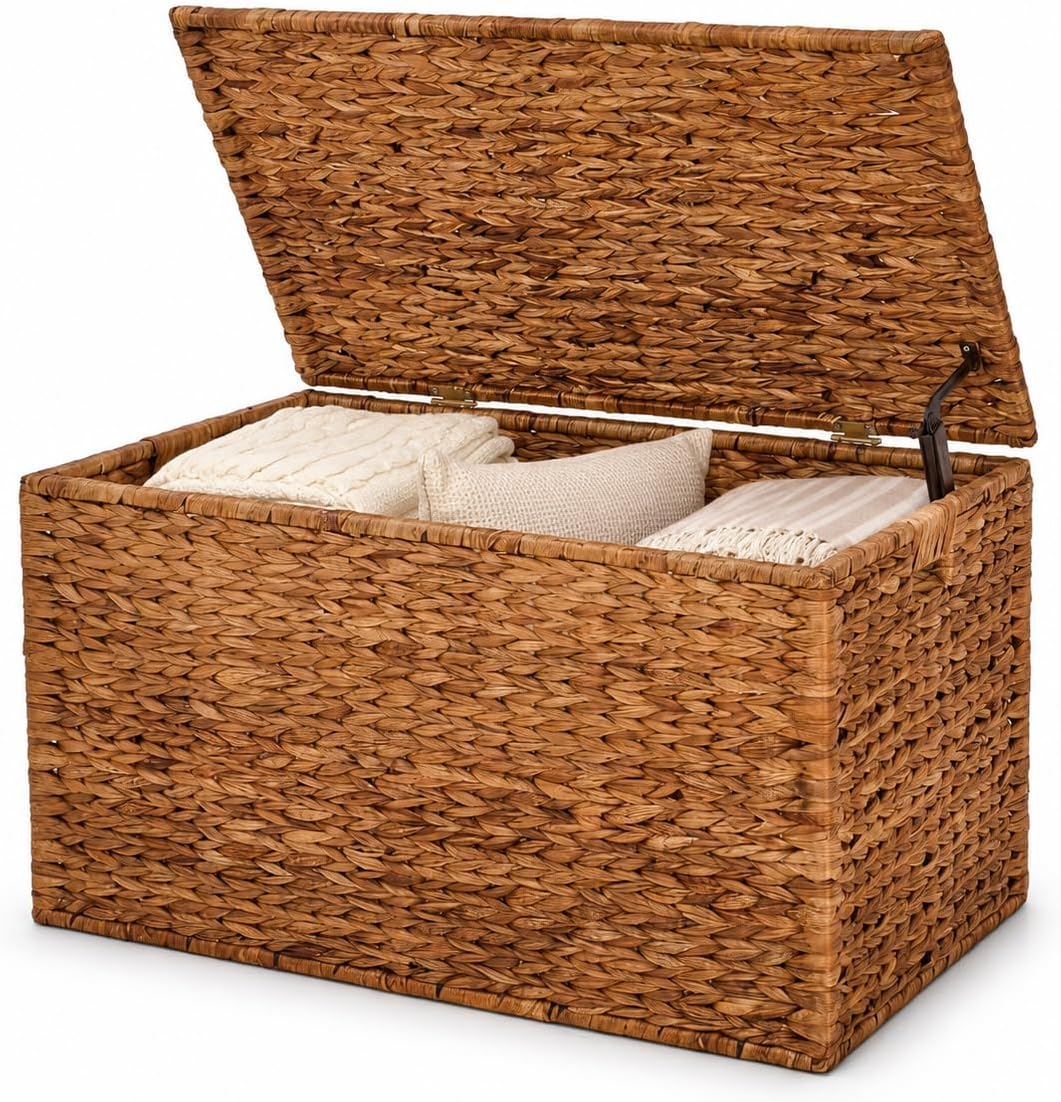 Brown Hand‑Woven Wicker Storage Trunk