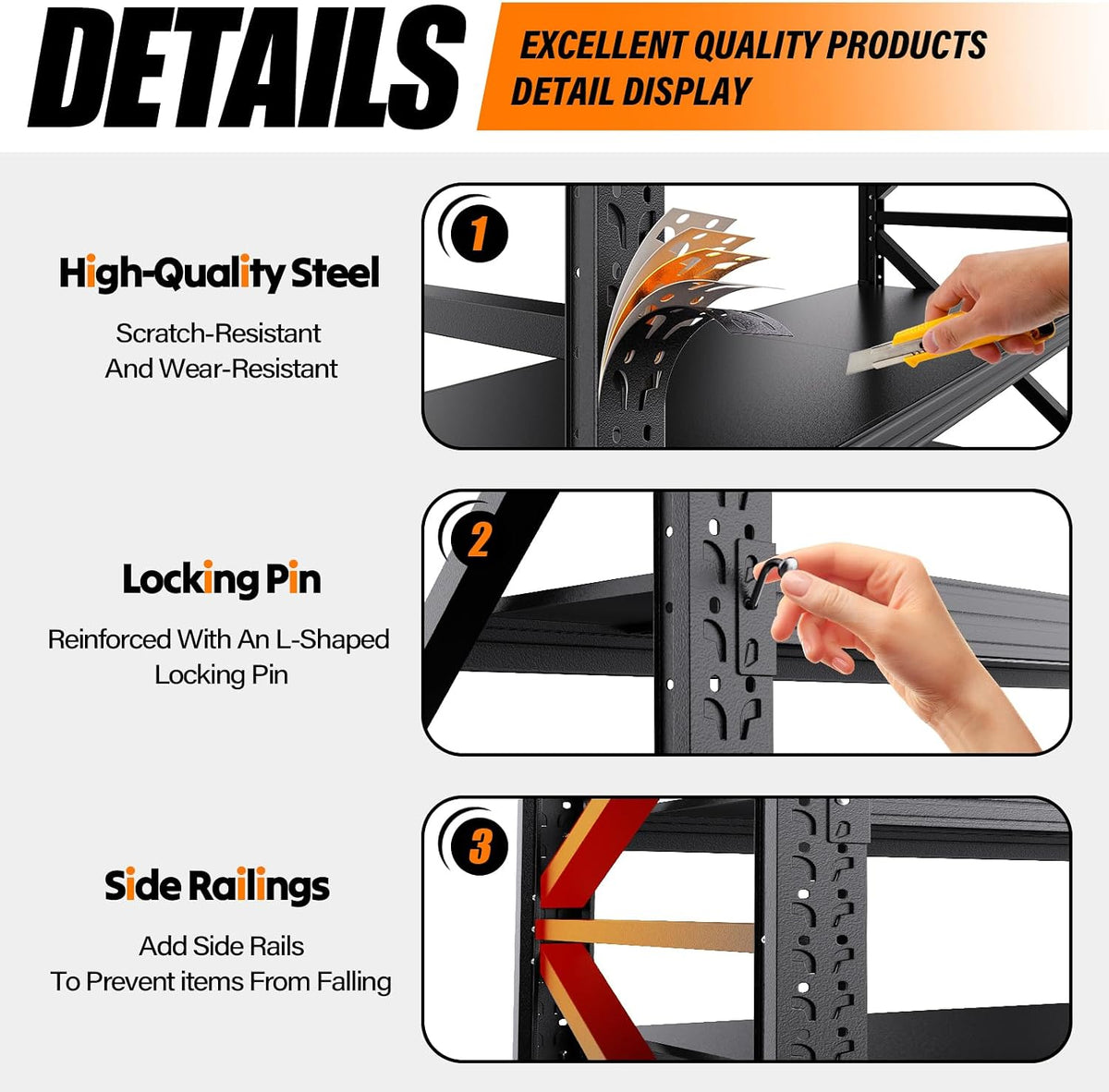 4‑Tier Adjustable Heavy‑Duty Metal Garage Storage Shelving