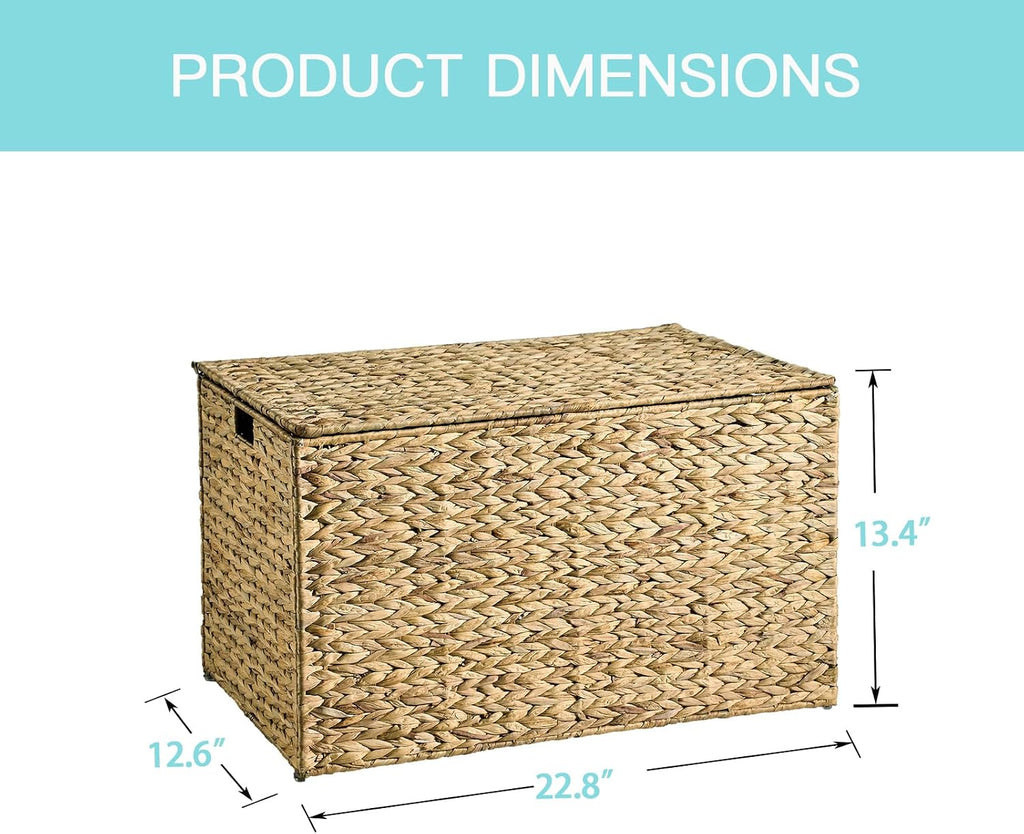 Natural Handwoven Wicker Storage Trunk With Lid