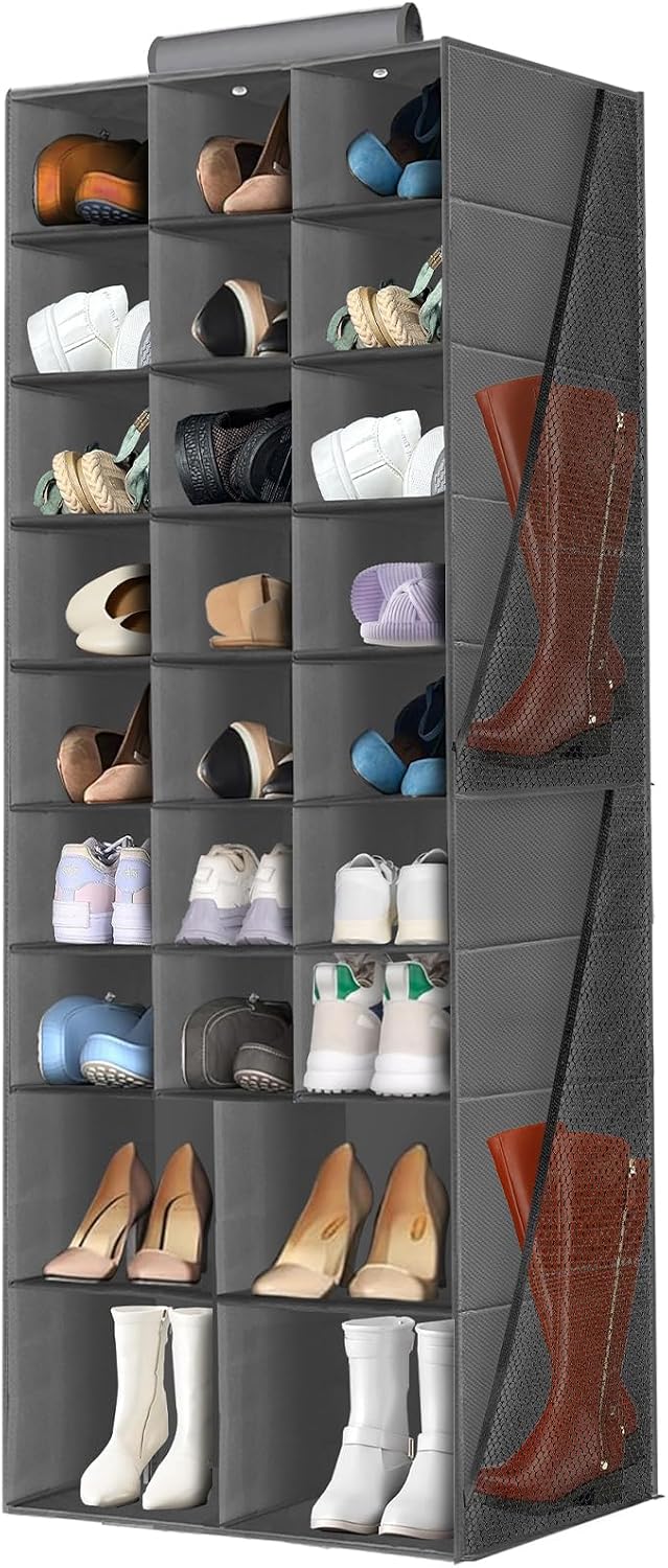 Gray Hanging Closet Shoe Storage Organizer