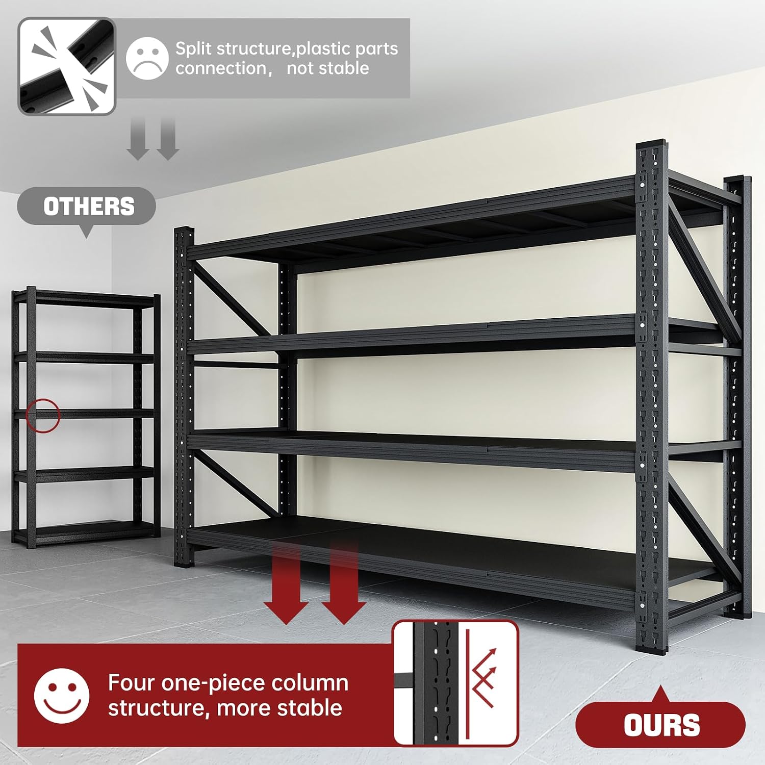 Black Heavy‑Duty Adjustable Metal Garage Storage Shelving