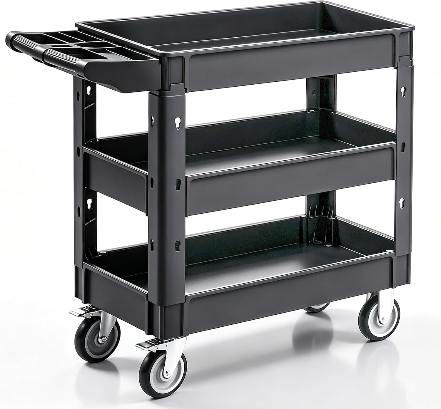 3‑Tier Heavy‑Duty Plastic Rolling Utility Cart