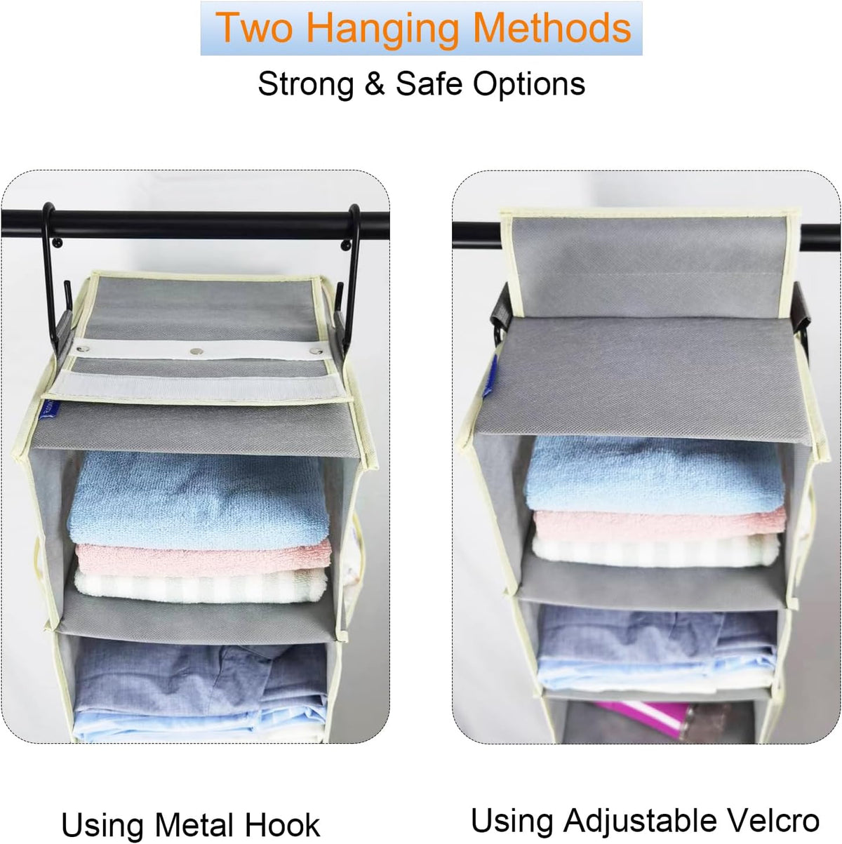 Grey Wide Hanging Closet Shoe Organizer