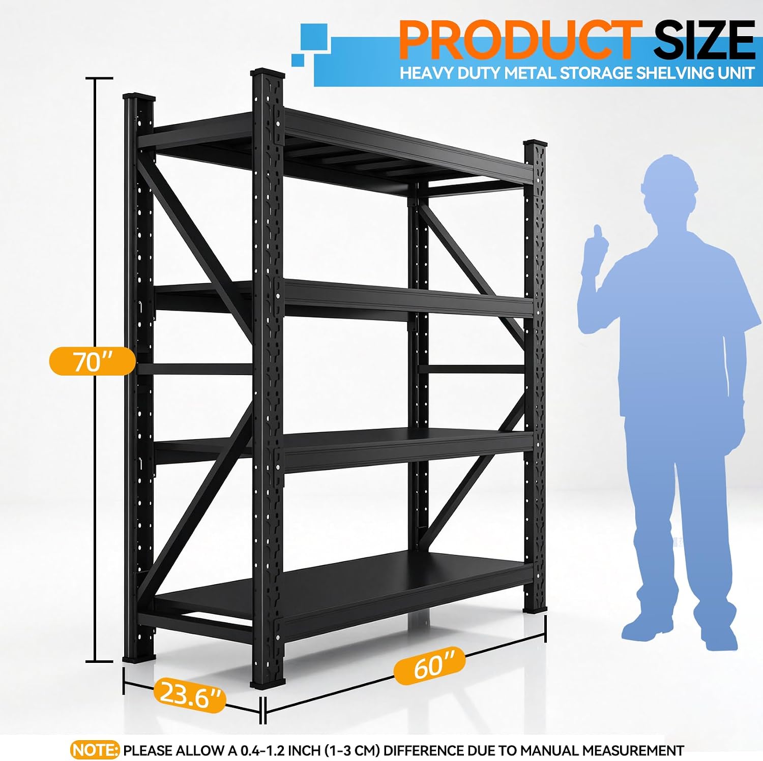 4‑Tier Heavy‑Duty Adjustable Metal Garage Storage Rack
