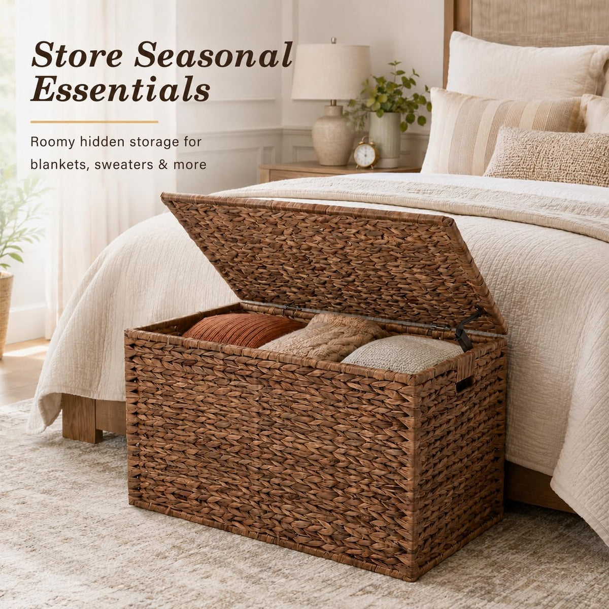 Brown Hand‑Woven Wicker Storage Trunk
