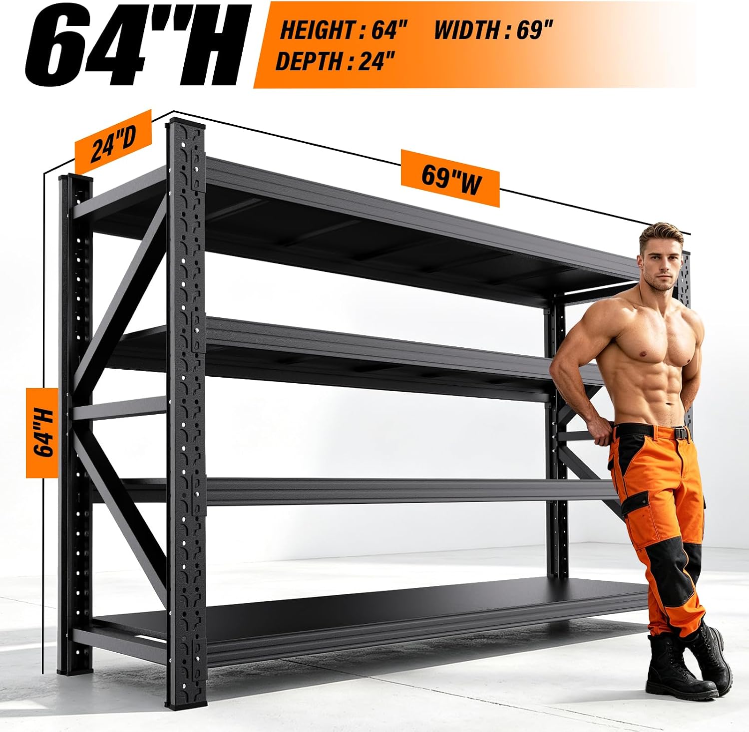 4‑Tier Adjustable Heavy‑Duty Metal Garage Storage Shelving