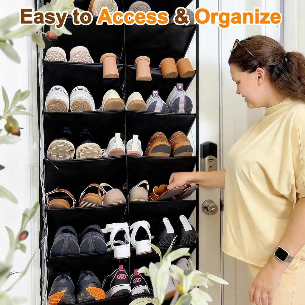 Black Over‑the‑Door Shoe Storage Organizer