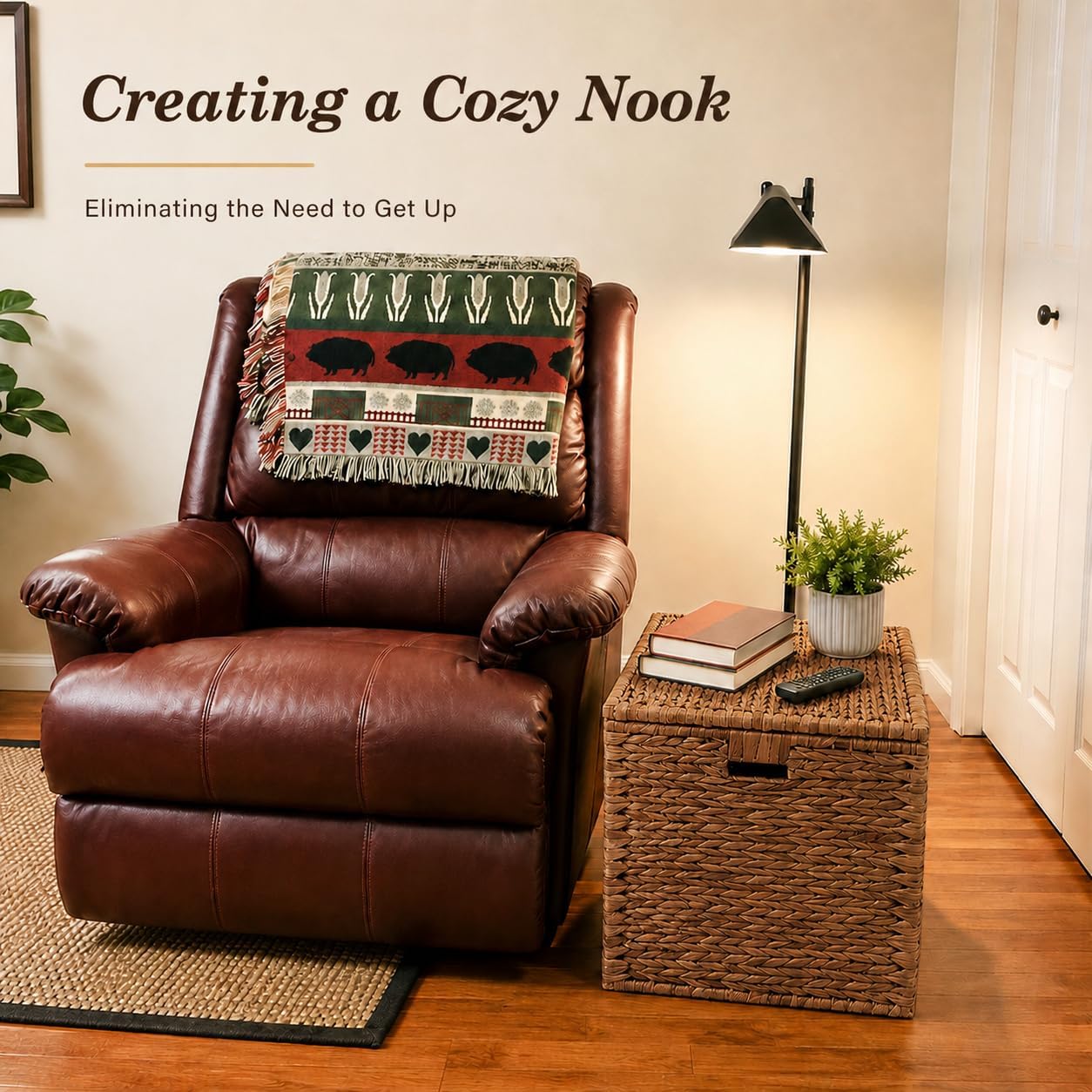Brown Hand‑Woven Wicker Storage Trunk
