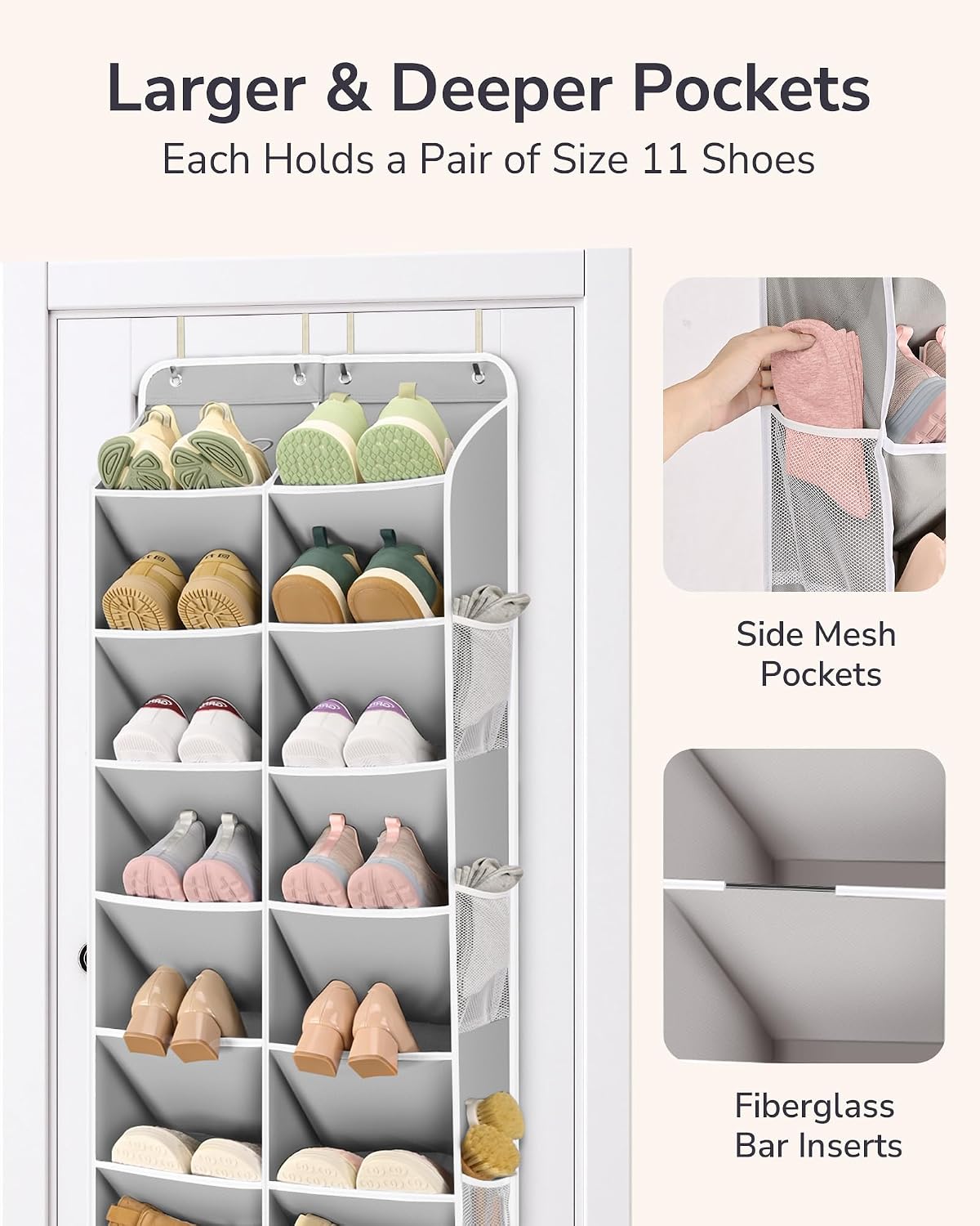 Black Over‑the‑Door Hanging Shoe Storage Organizer