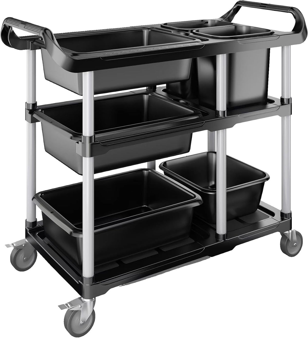 3‑Tier Commercial Rolling Food Service Cart