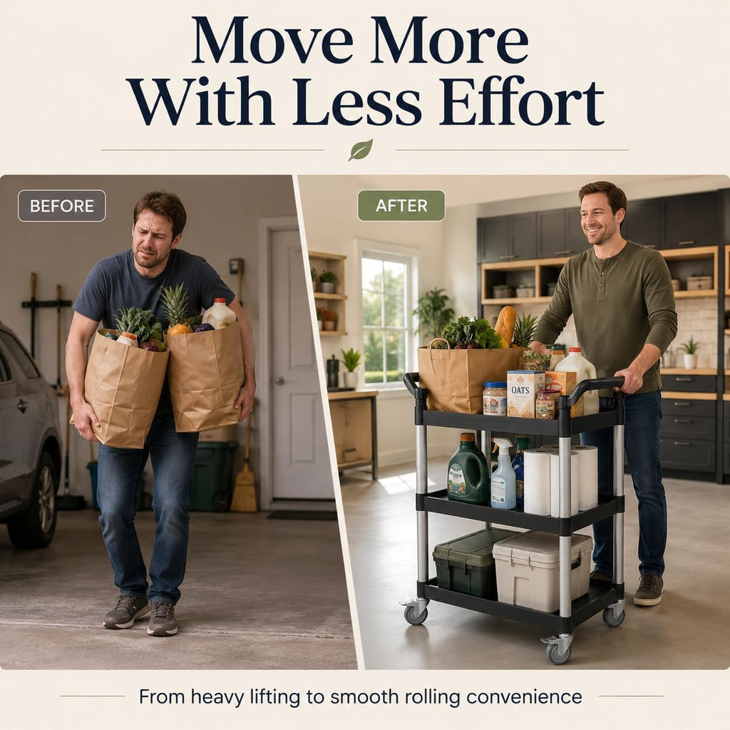 Heavy‑Duty 3‑Tier Rolling Utility Service Cart