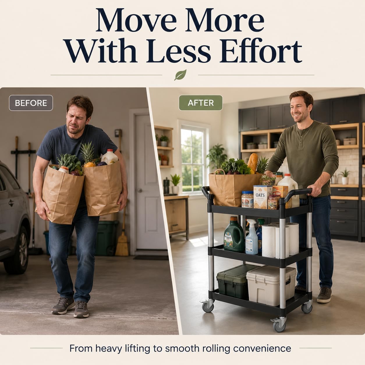 Heavy‑Duty 3‑Tier Rolling Utility Service Cart