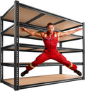 Black 5‑Tier Heavy‑Duty Adjustable Metal Garage Shelving