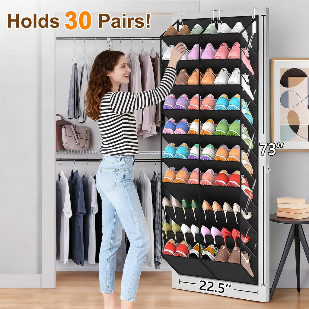 Black Over‑the‑Door Shoe Storage Organizer