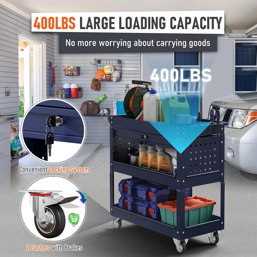 Blue Heavy‑Duty Rolling Tool Storage Cart