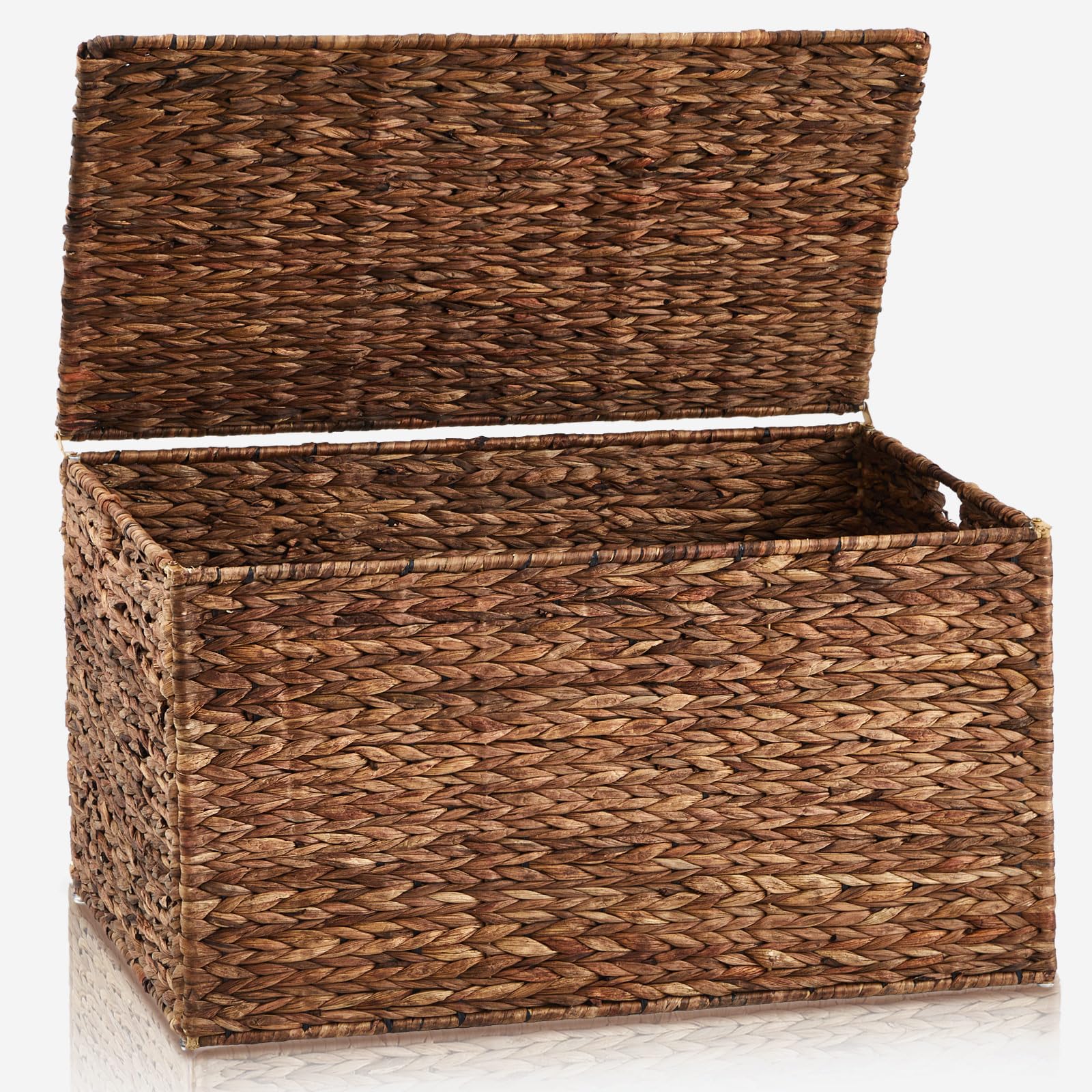 Brown Large Water‑Hyacinth Wicker Storage Trunk