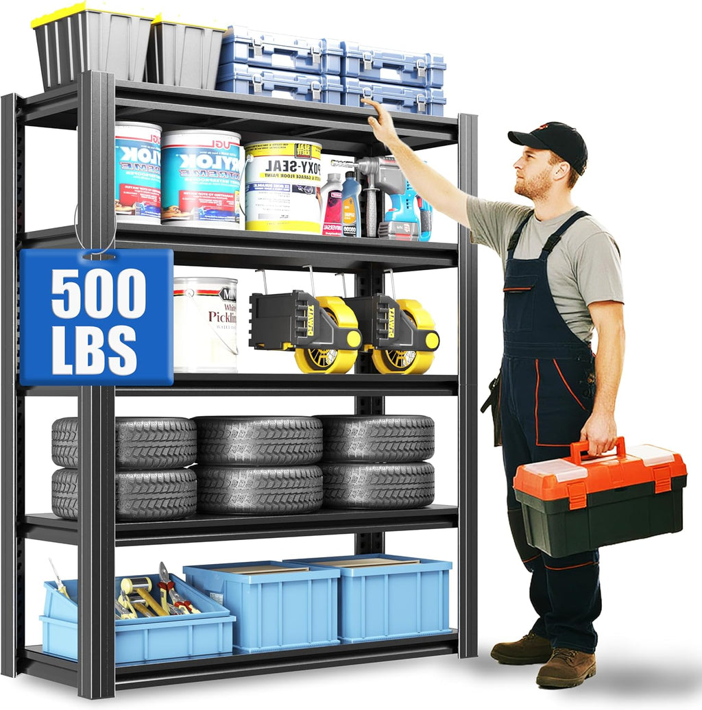5‑Tier Adjustable Heavy‑Duty Metal Garage Storage Shelving