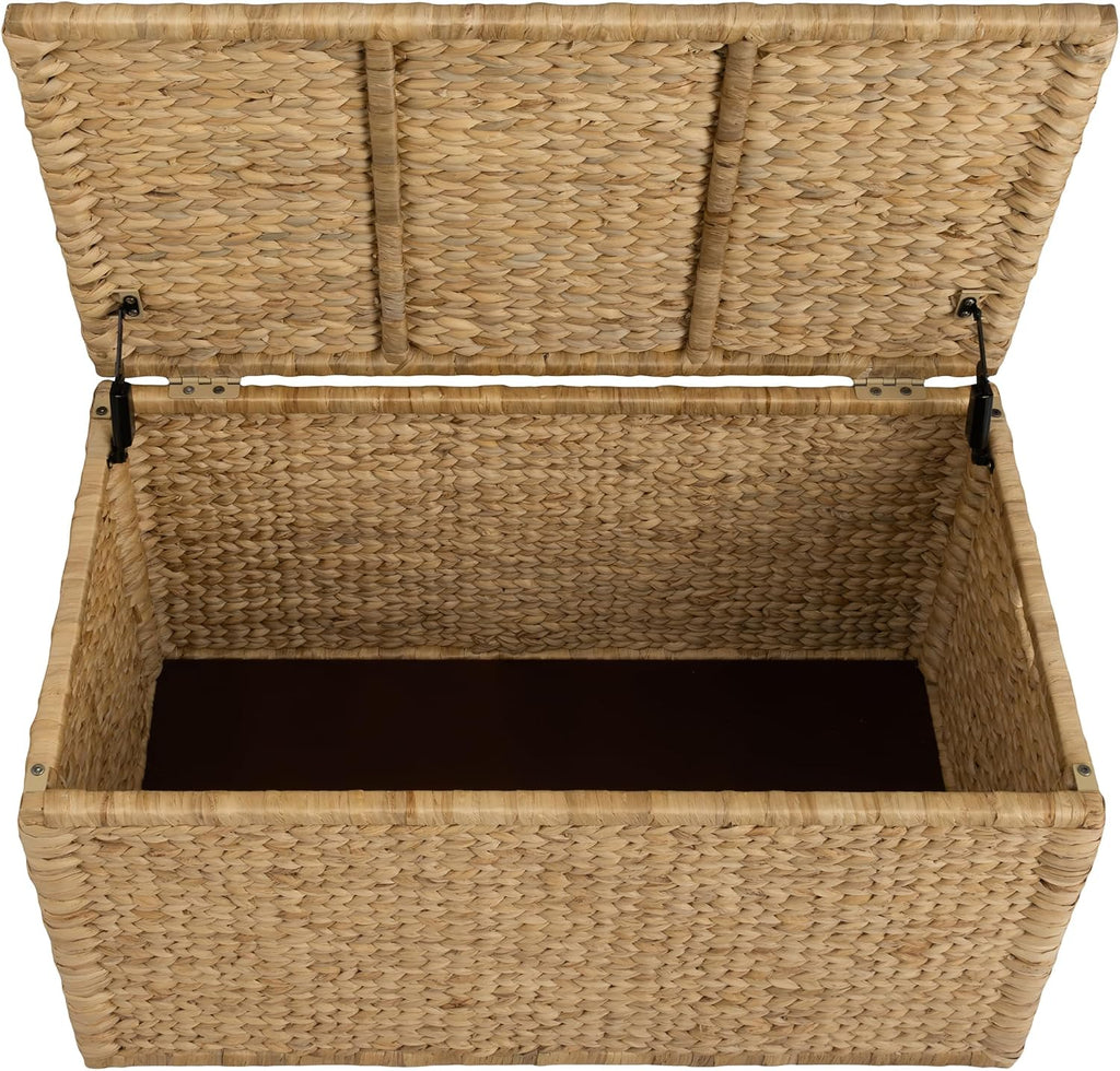 Natural Water‑Hyacinth Wicker Blanket Storage Trunk
