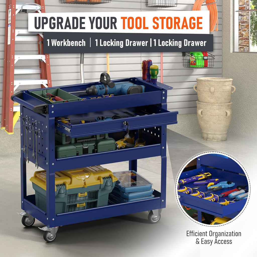 Blue Heavy‑Duty Rolling Tool Storage Cart