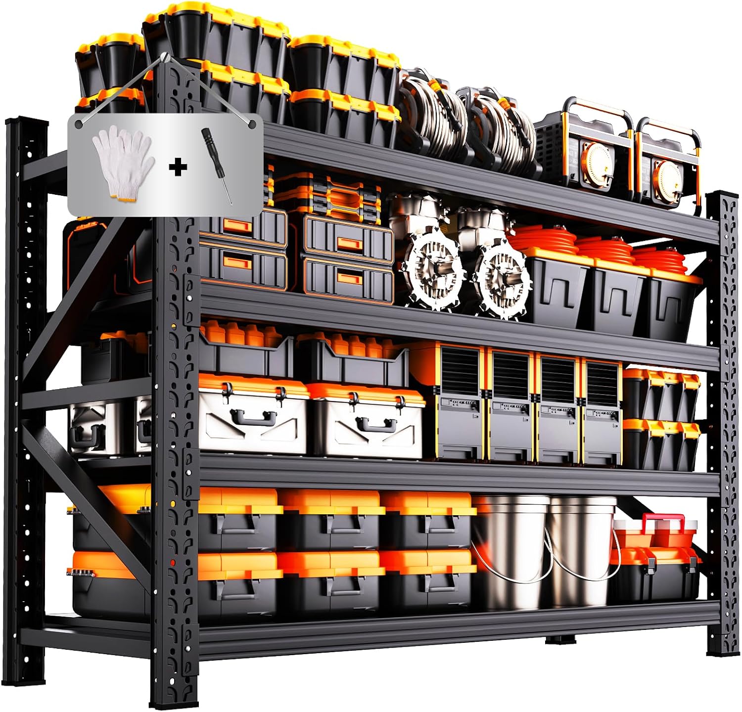4‑Tier Adjustable Heavy‑Duty Metal Garage Storage Shelving
