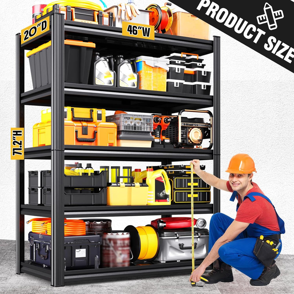 5‑Tier Heavy‑Duty Metal Garage Storage Shelving Rack