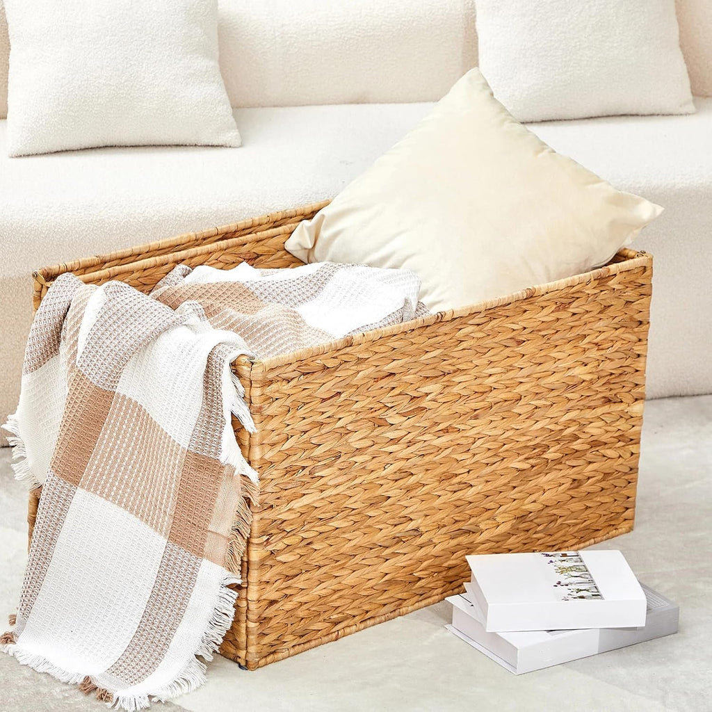 Natural Large Water‑Hyacinth Wicker Storage Trunk