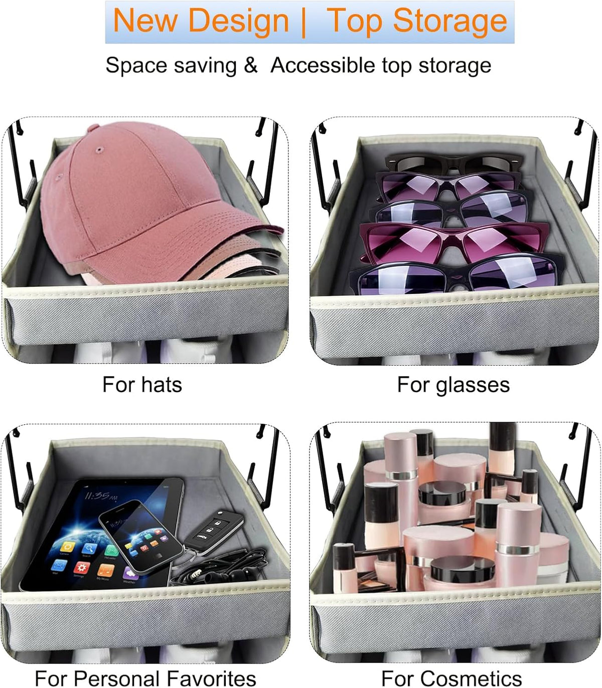 Grey Wide Hanging Closet Shoe Organizer