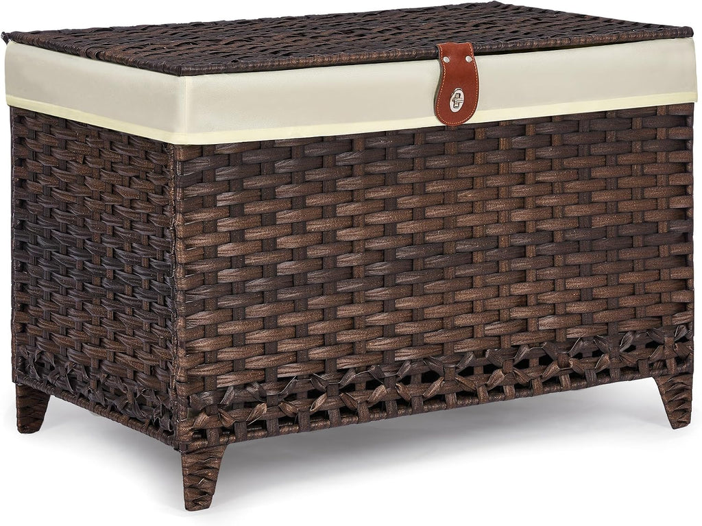 Large Wicker Storage Trunk With Lid Liner