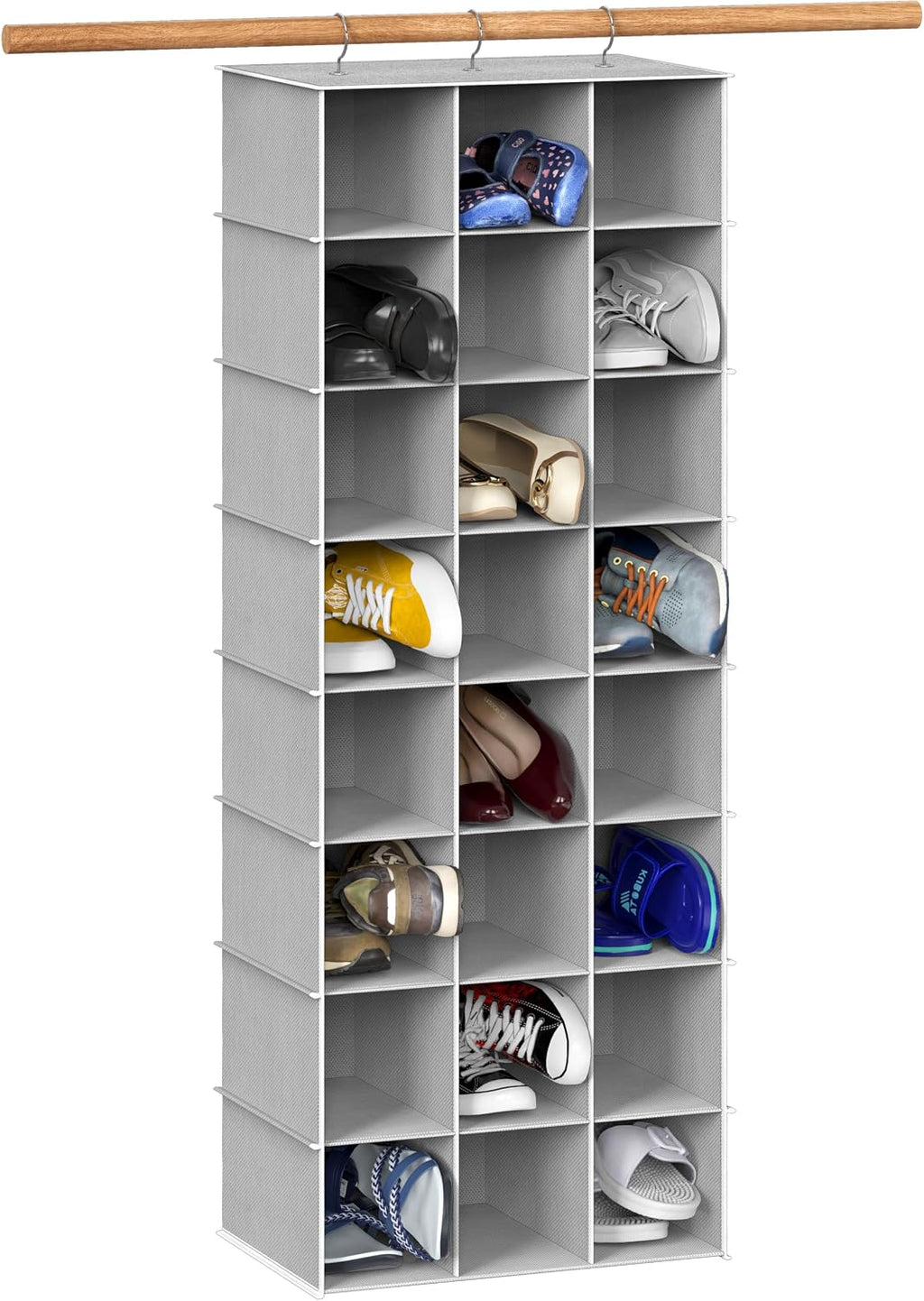 Gray Hanging Closet Shoe Storage Organizer