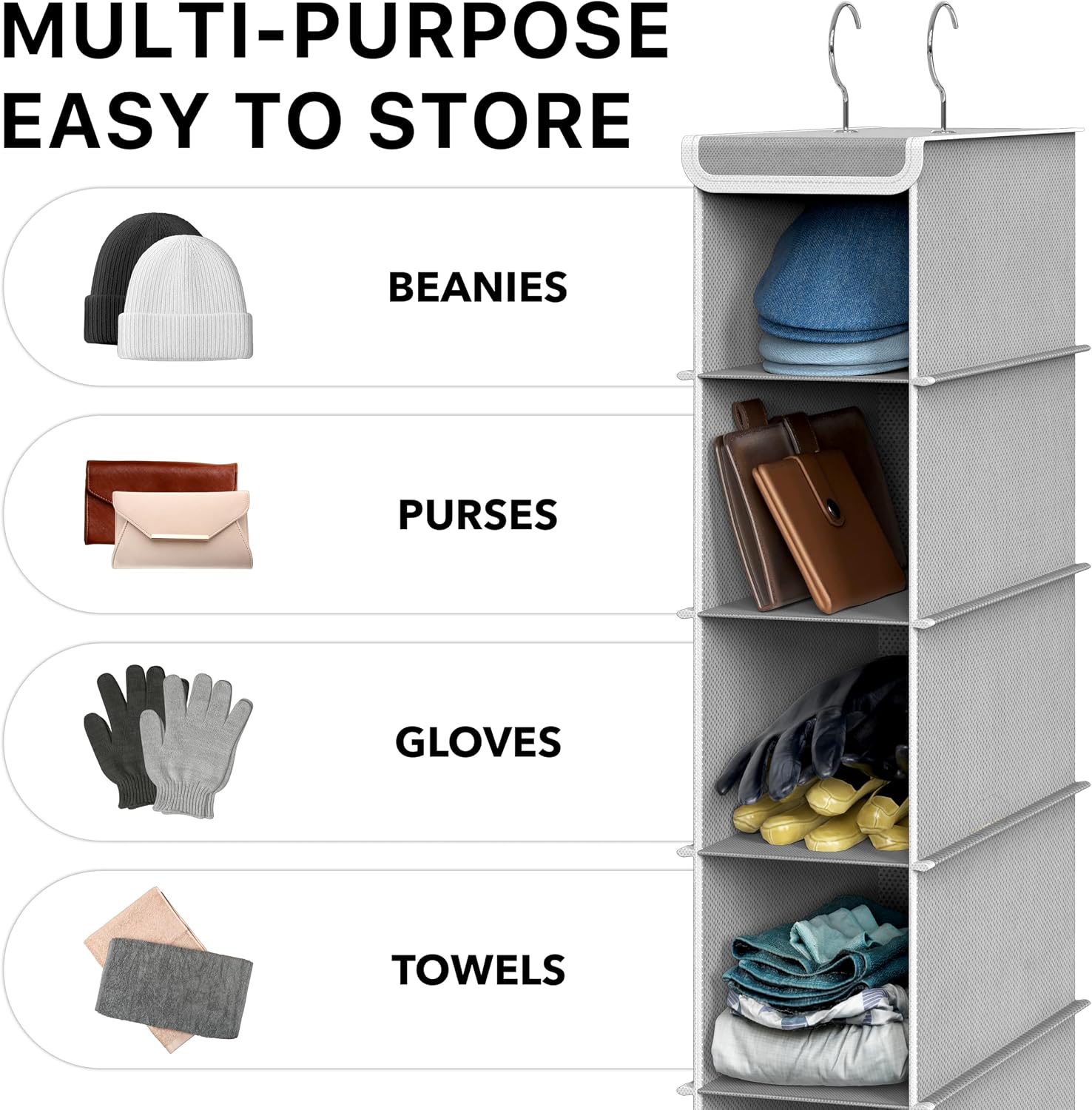 Gray Hanging Closet Shoe Storage Organizer