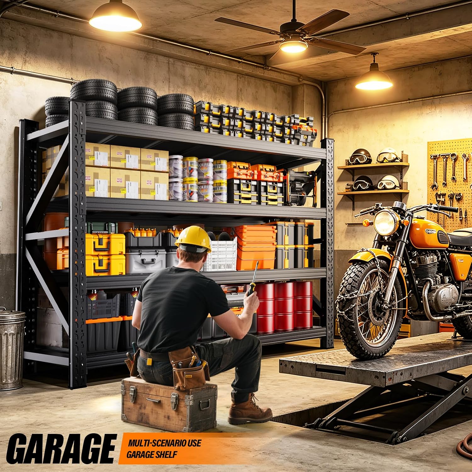 4‑Tier Adjustable Heavy‑Duty Metal Garage Storage Shelving