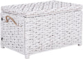 Distressed‑White Collapsible Wicker Storage Trunk