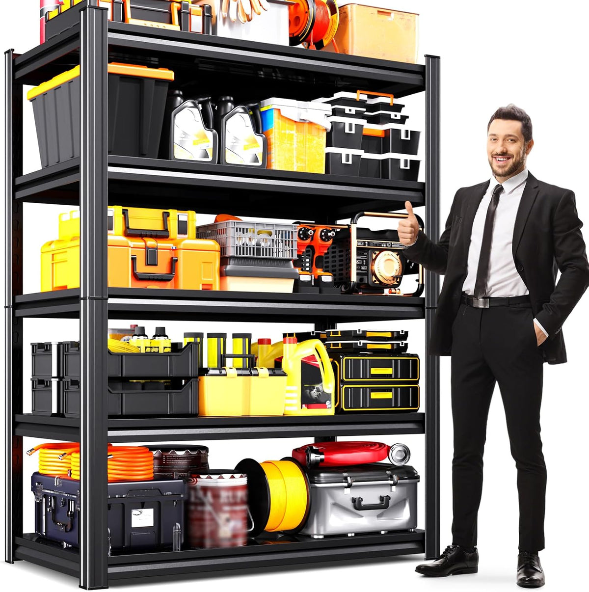 5‑Tier Heavy‑Duty Metal Garage Storage Shelving Rack