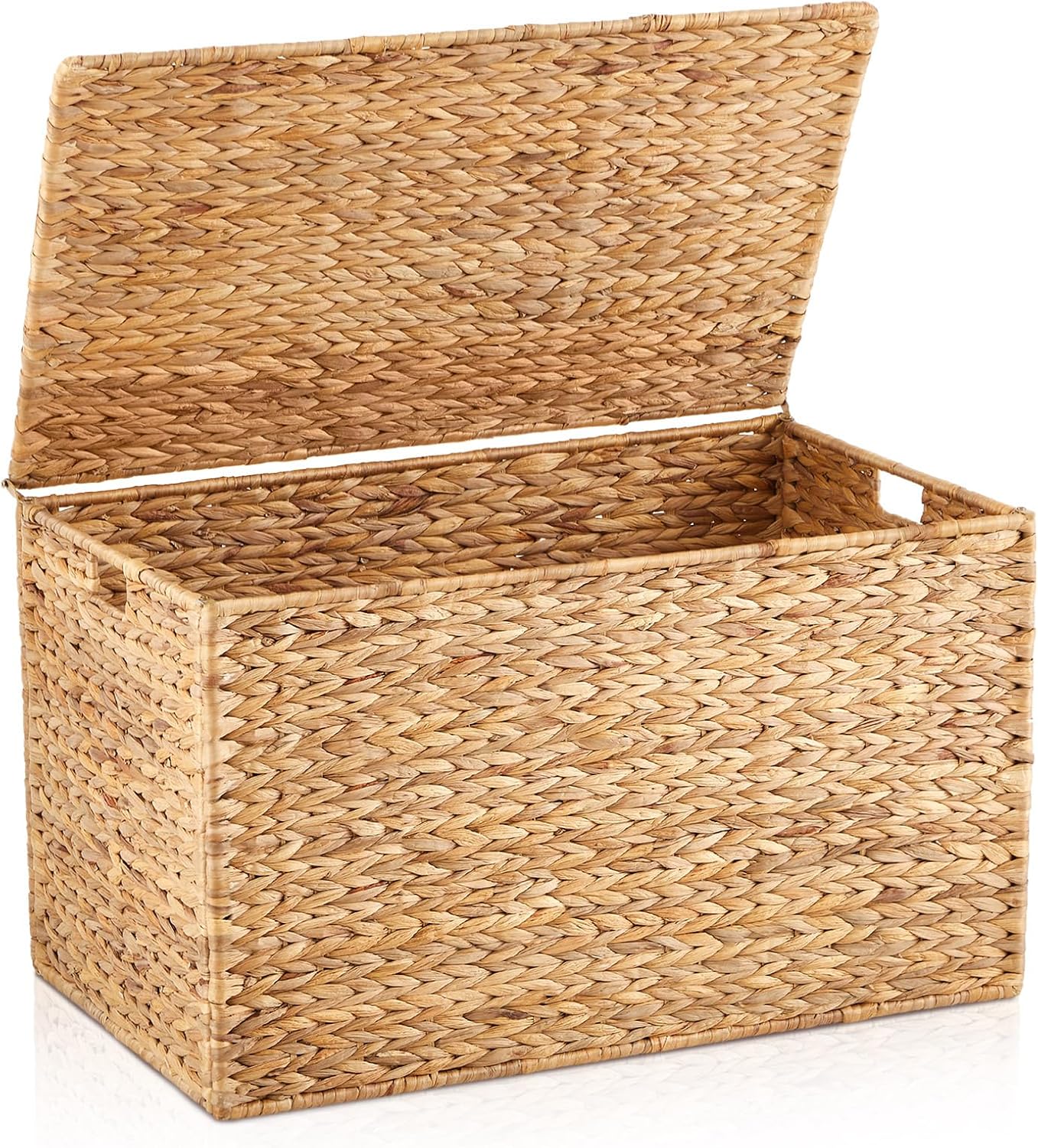 Natural Large Water‑Hyacinth Wicker Storage Trunk