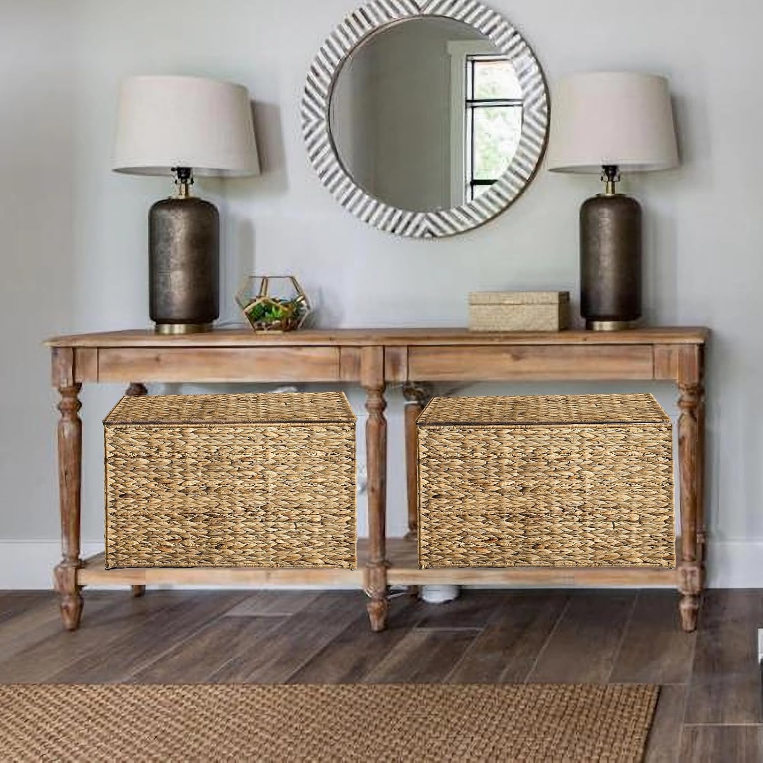 Natural Handwoven Wicker Storage Trunk With Lid